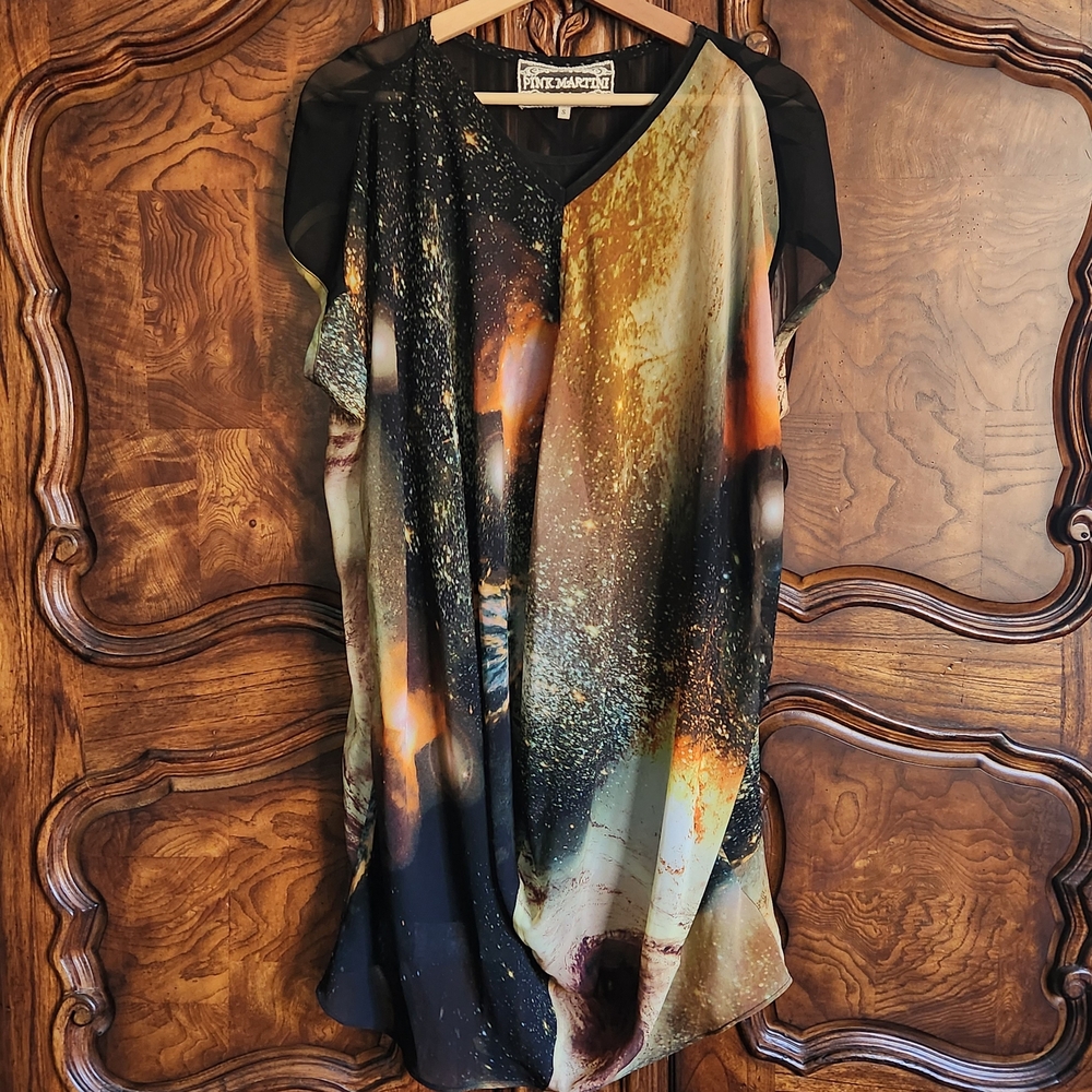 Pink Martini Galaxy Universe Print Mini Cocktail Dress